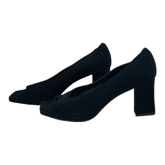 Saks Fifth Avenue black peep toes heel shoes size 10M - Picture 8 of 8